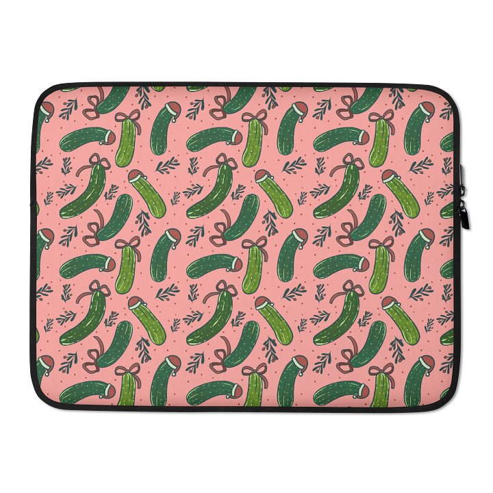 Christmas Dill Pickles Pattern Laptop Sleeve, Pink product image (2)