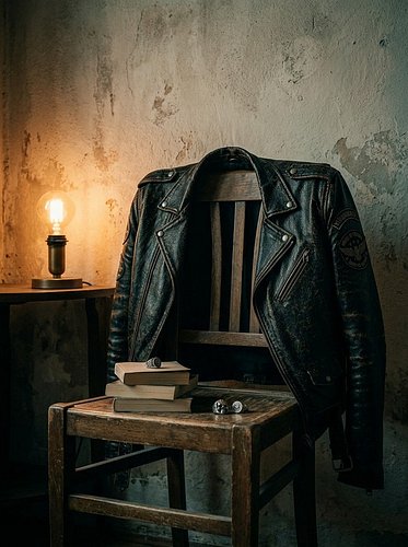The jacket's older than half the songs. It's earned its cracks.

#FrankSanto #TheVisionmakers #singersongwriter #leatherjacke...