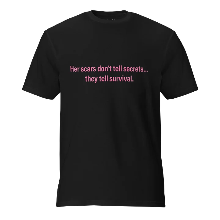 Her Scars Don’t Tell Secrets — Black & White T‑Shirt product image (1)