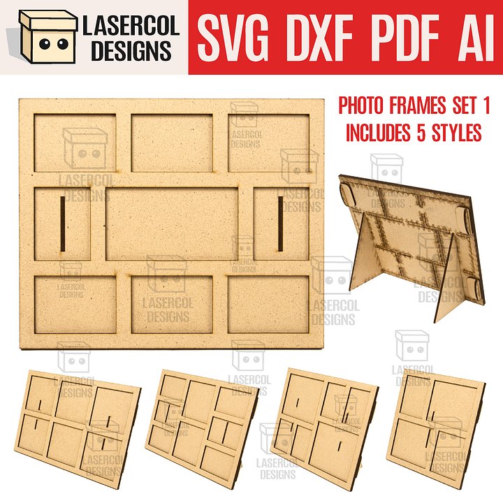 Photo Frames Set 1 (5 Styles) - Laser Cut Files product image (1)