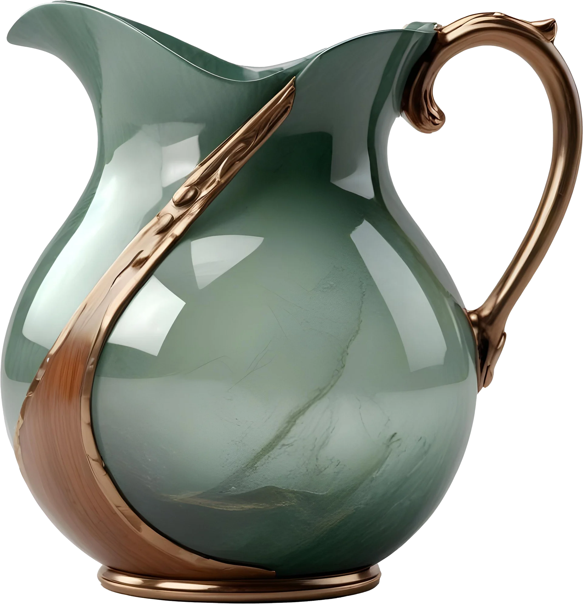 Jade Signature – Zen Pitcher in Green Jade and Bronze PNG product image (1)