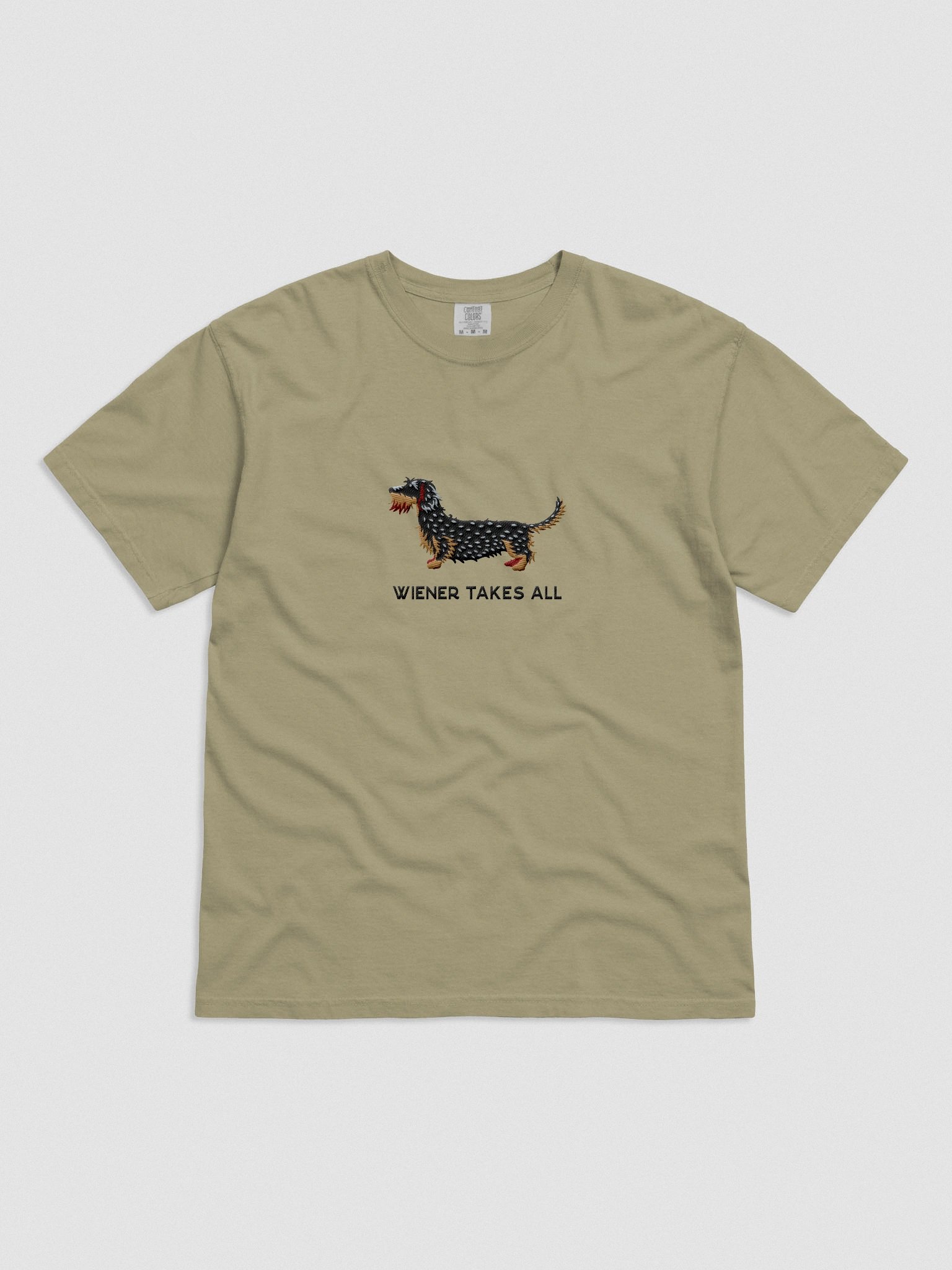 Wiener Takes All T-Shirt(Embroidered) of a Wirehaired Dachshund(Salt & Pepper) product image (4)