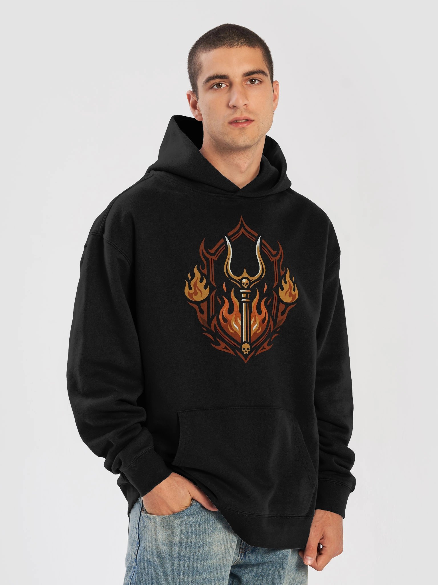 Hades Trident Flame Hoodie – Greek Mythology Streetwear Pullover product image (9)