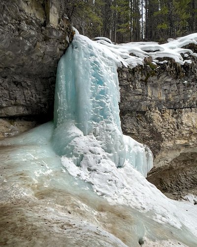 Troll Falls in the winter has some of the 