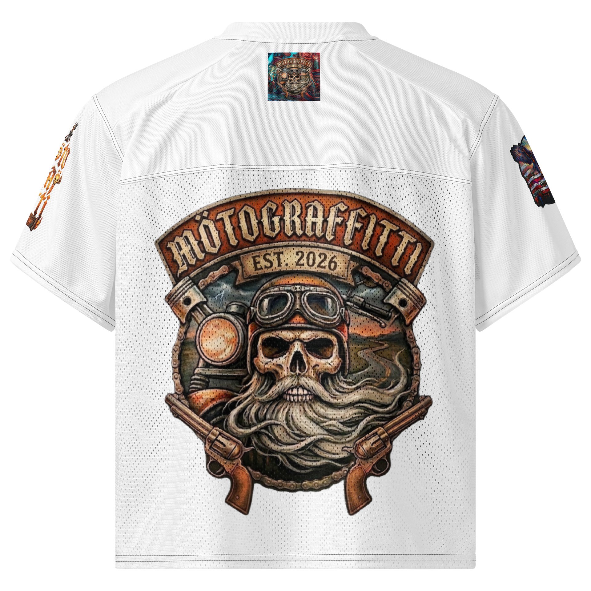 MötoGraffitti MotoMan White Football Jersey product image (2)