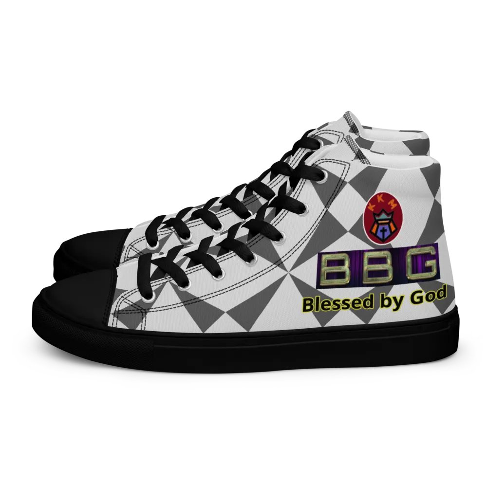BBG Grey/White Pattern High Tops - Black Soles product image (1)