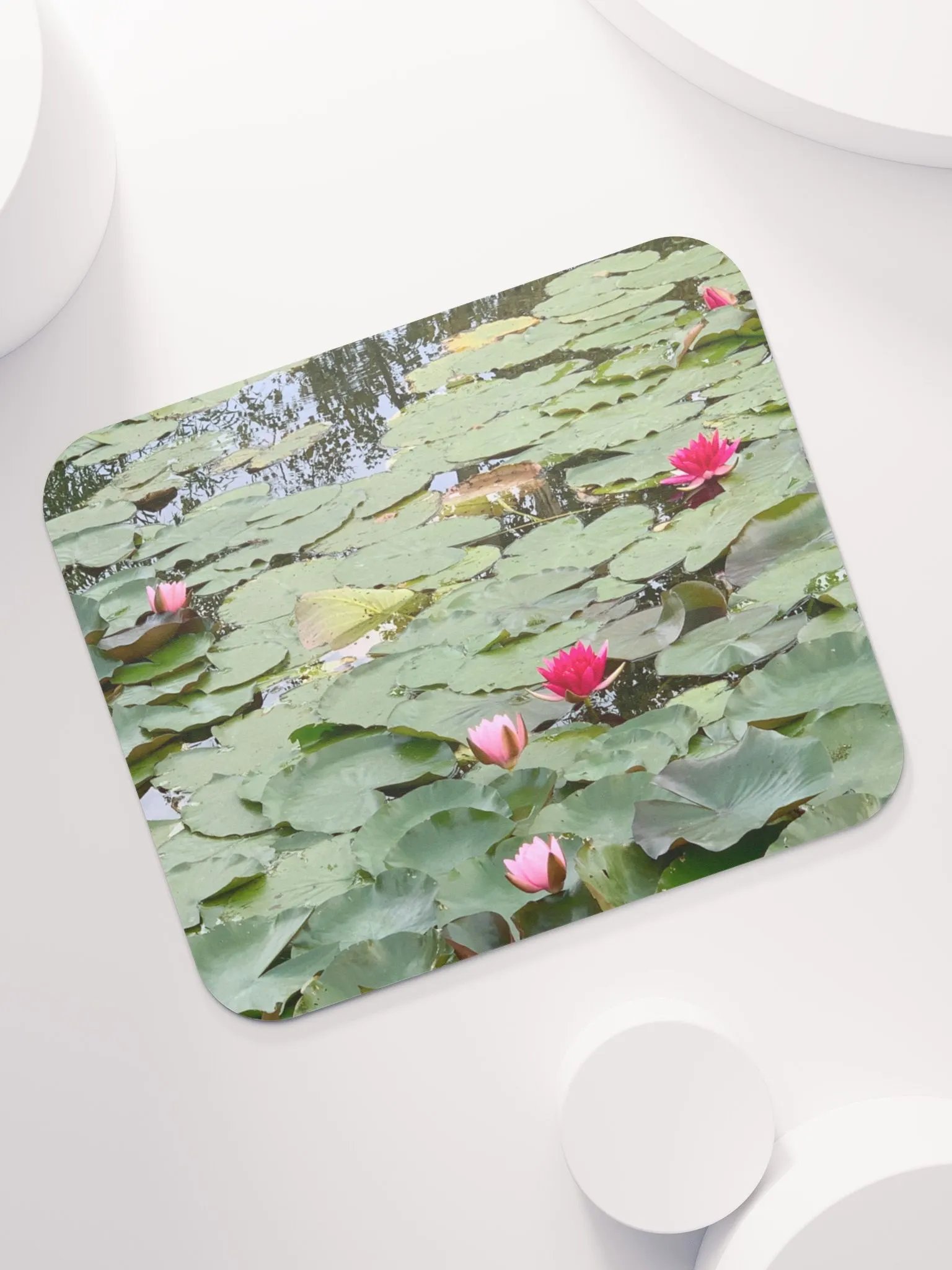 Pink Water Lilies in a Pond Tranquility Mouse Pad product image (2)