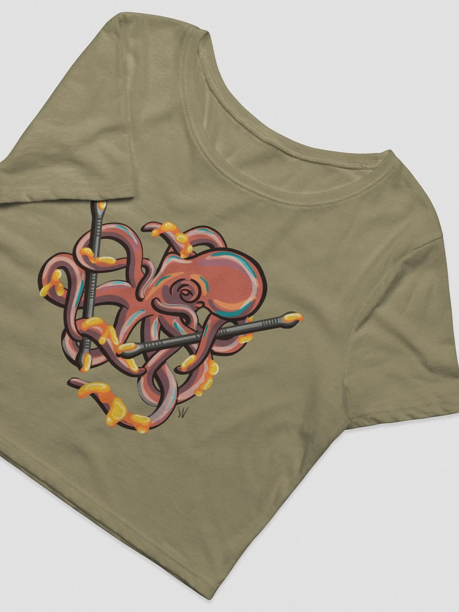 Dabbing Septopus Crop Top Shirt product image (1)
