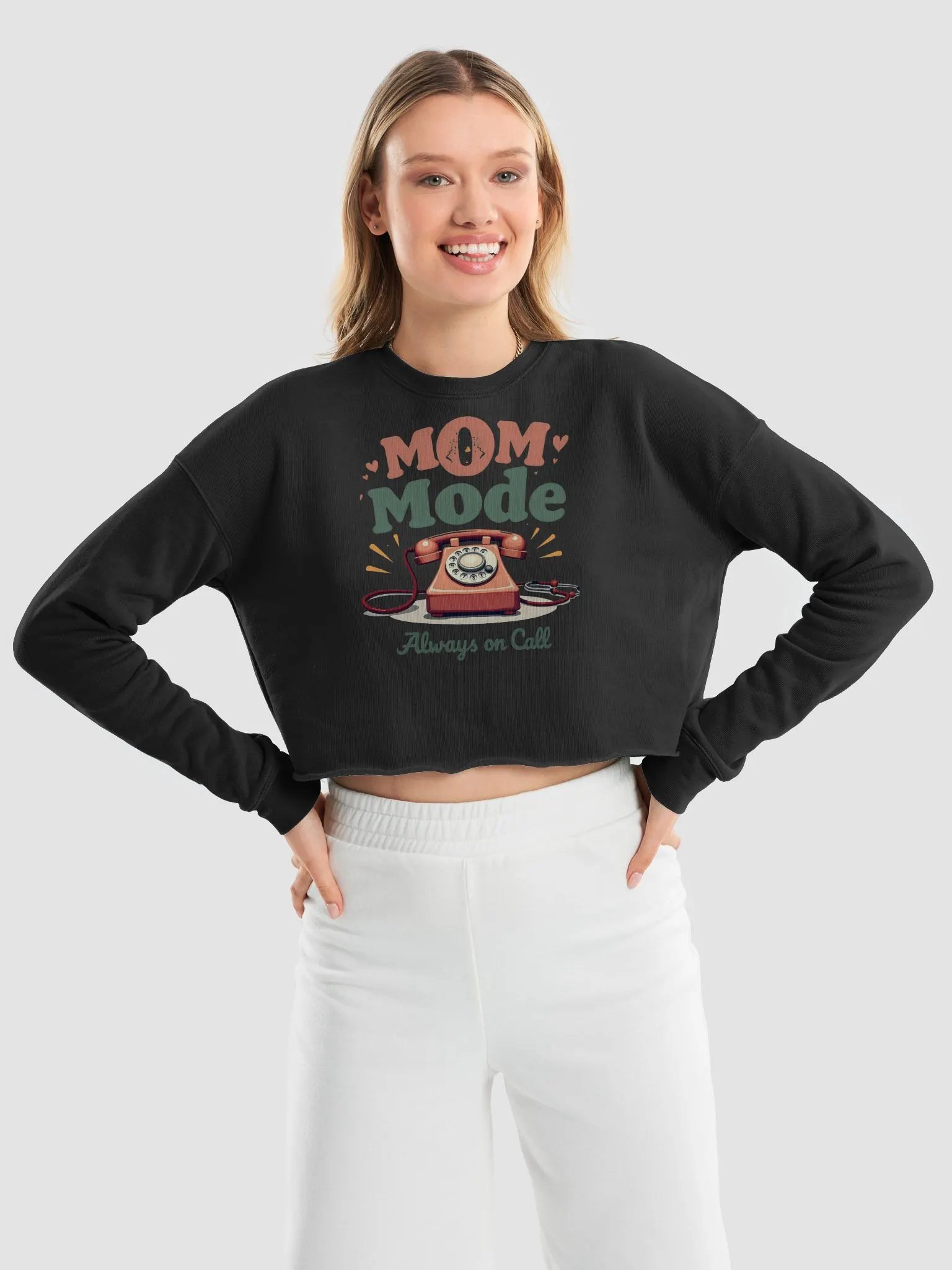 Mom Mode Vintage Phone Crop Sweatshirt product image (27)