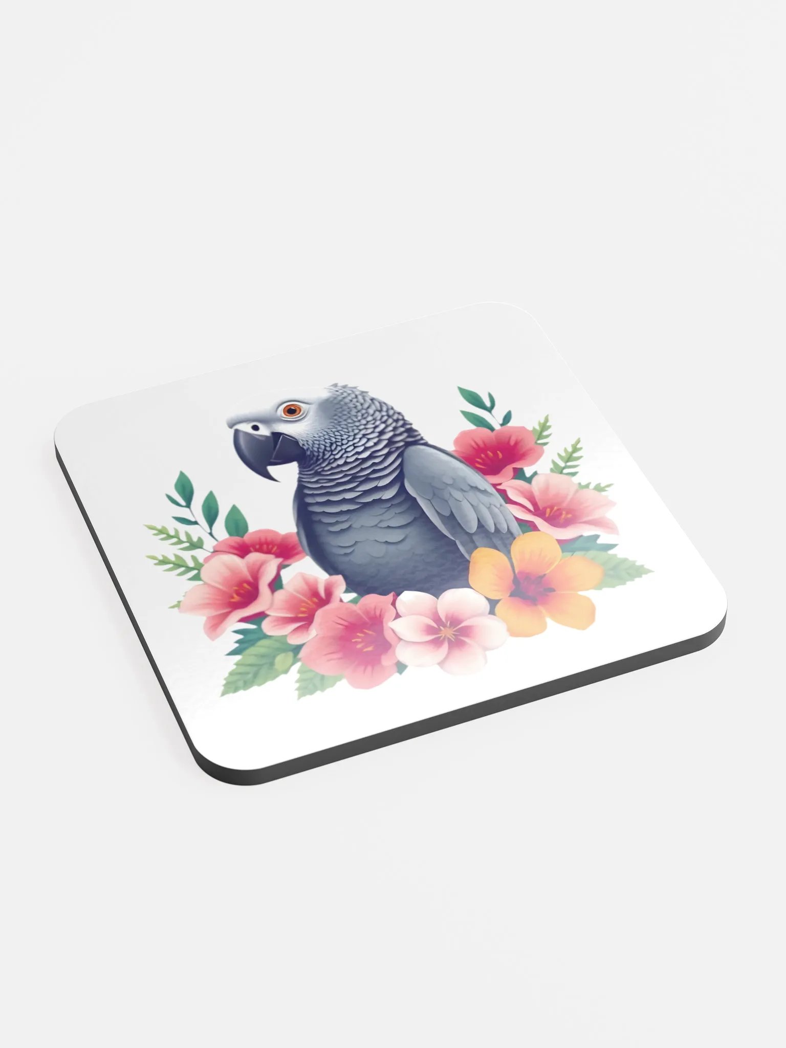 Floral African Grey Cork Coaster product image (1)