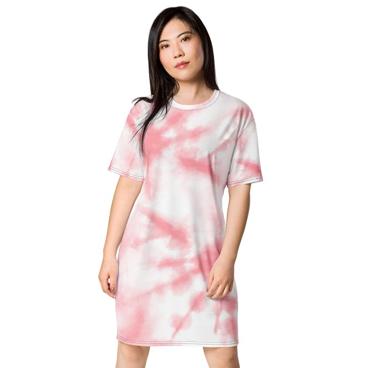 Exclusive Pink & White Tie-Dye T-Shirt Dress - Only at TDS Music product image (1)