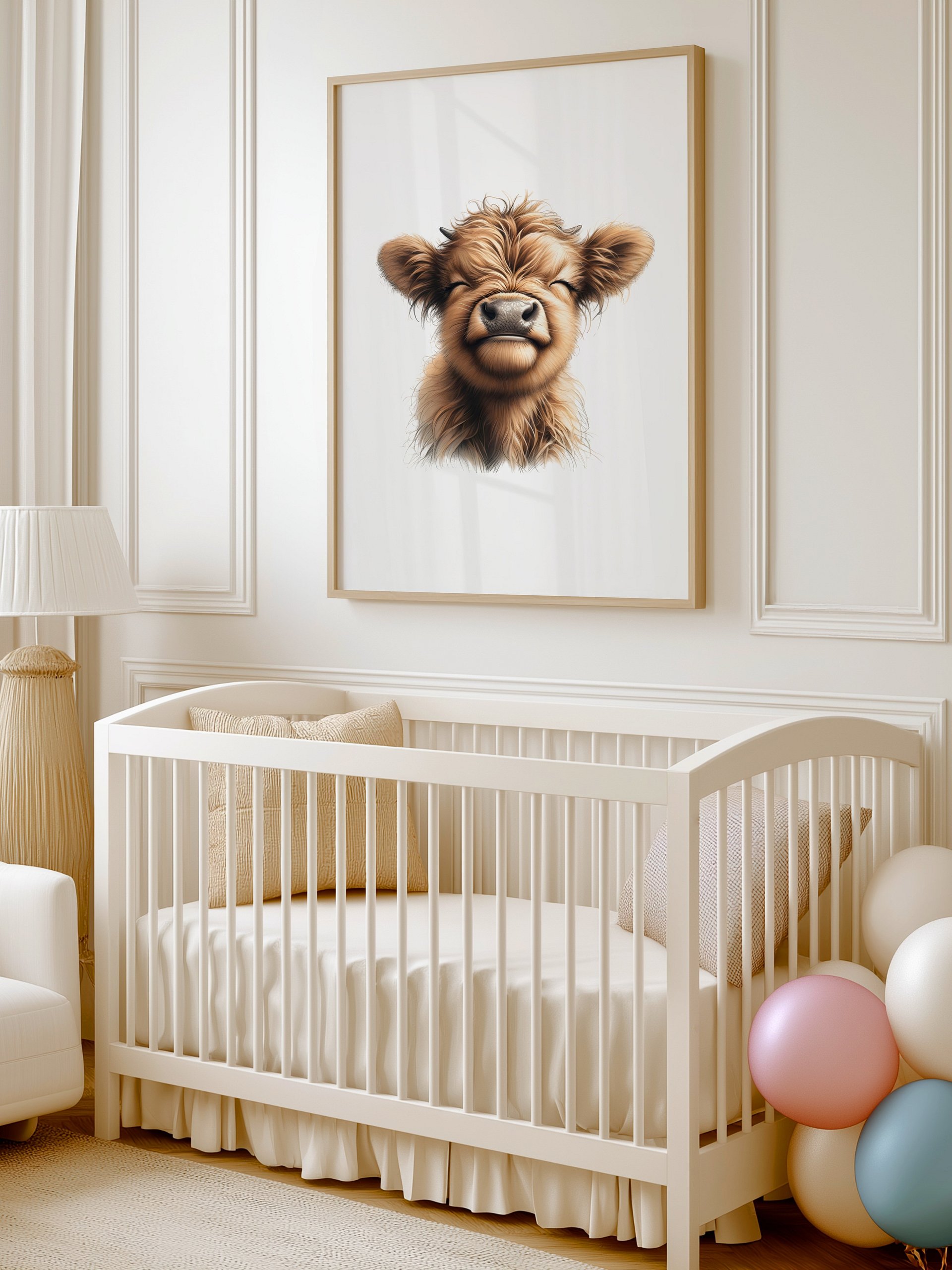 Smiling Fluffy Highland Cow Nursery Print product image (50)