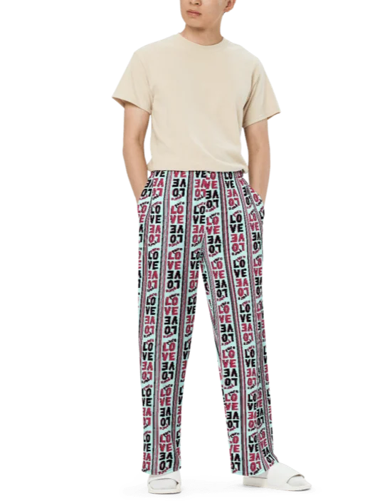 Pure Love Stripes on light green - Unisex Wide-Leg Pants product image (4)