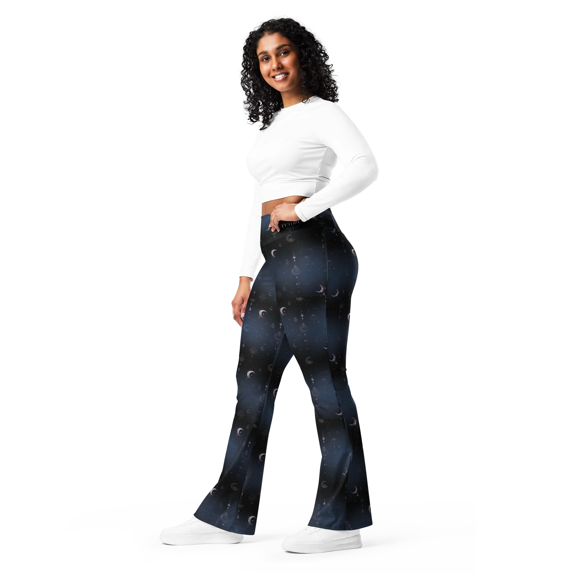 Lunar Eclipse Women’s Celestial Flared Leggings | Luxury Yoga Pants product image (10)