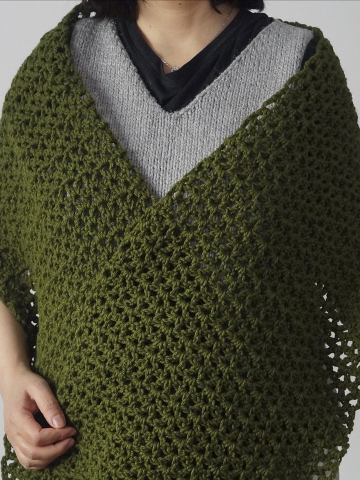 V stitch rectangular shawl crochet pattern product image (1)