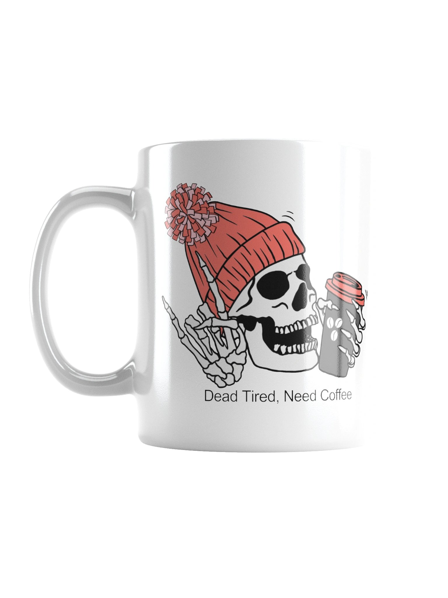 Rosey “Dead Tired, Need Coffee.” Skeleton Ceramic Mug product image (1)
