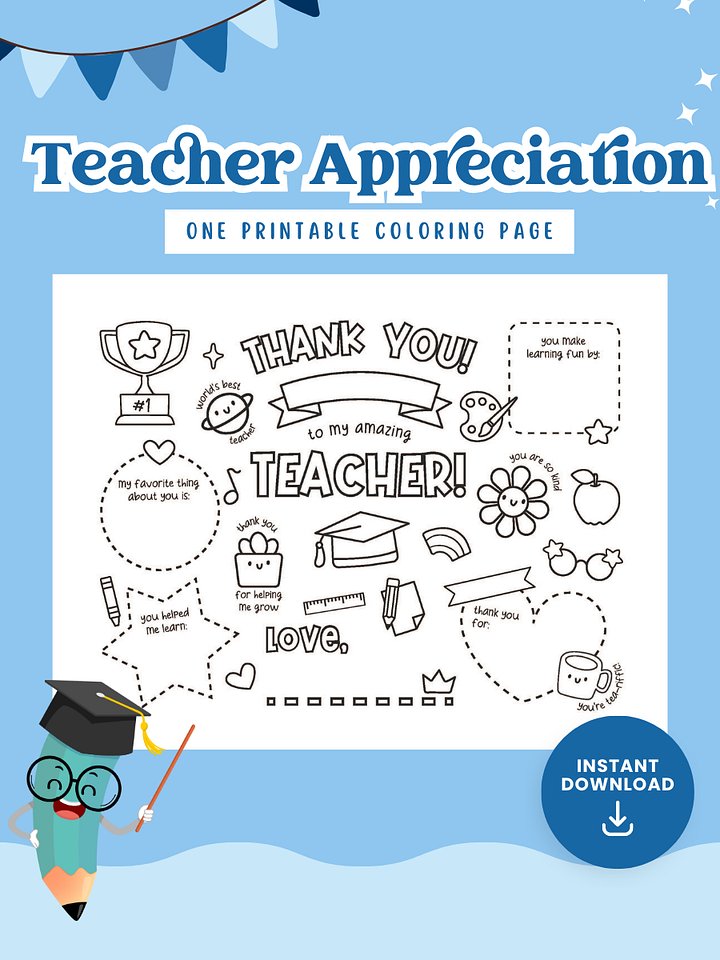 TEACHER APPRECIATION COLORING PAGE product image (1)