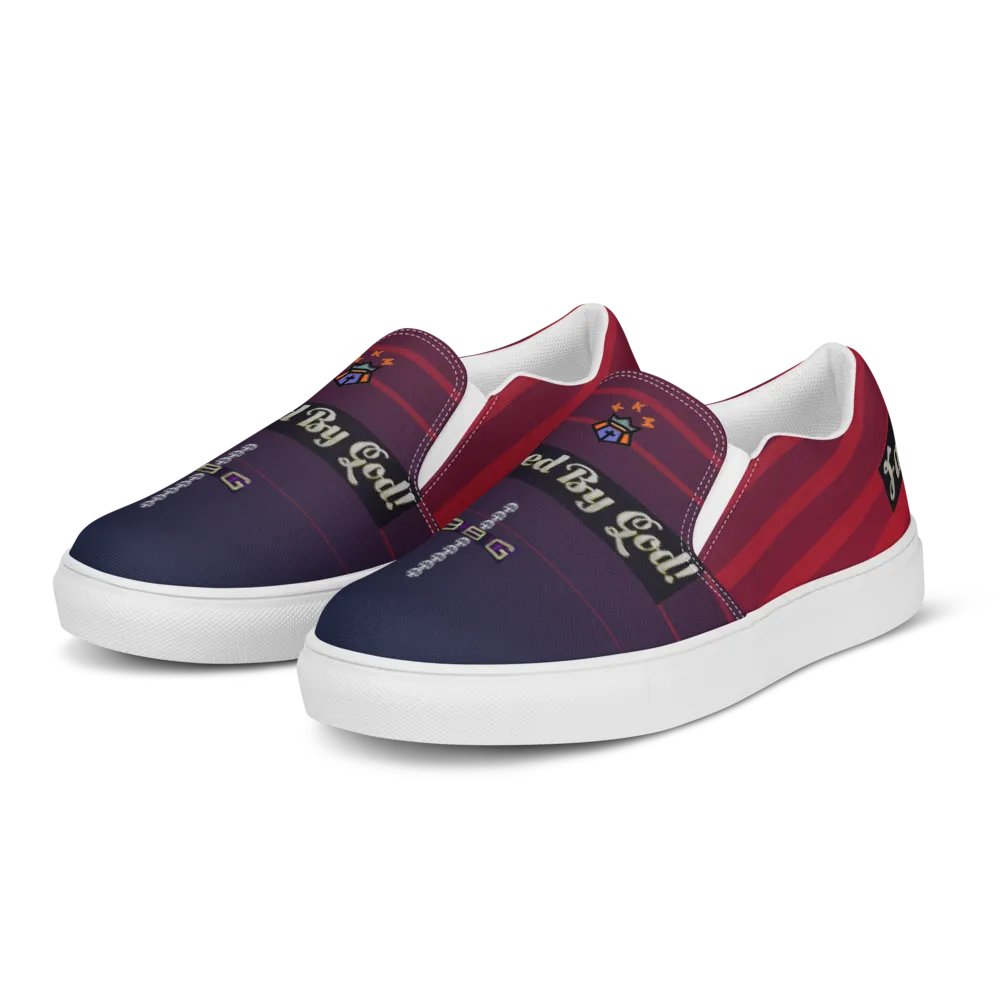 BBG Diamond Cross Purple and Burgundy Gradient Men's Slip Ons product image (2)