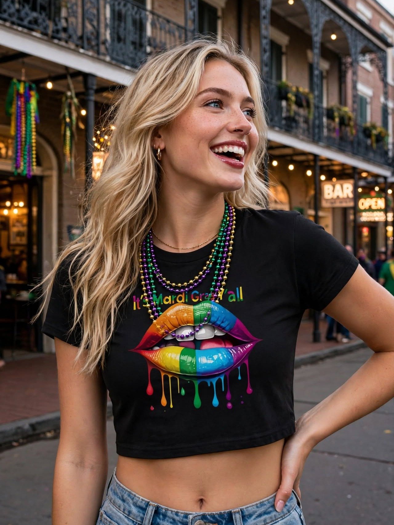 It’s Mardi Gras Y’all Crop Tee product image (2)