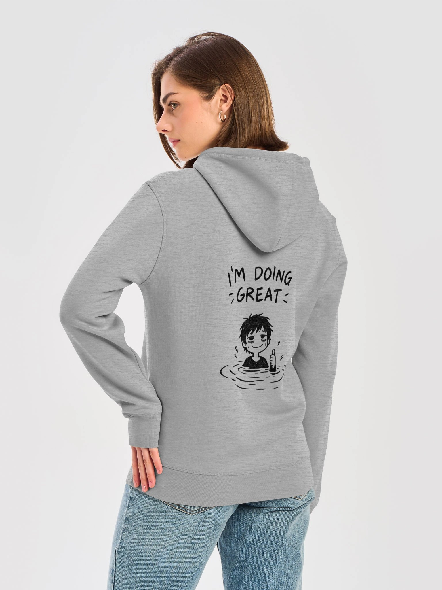 I’m Doing Great Hoodie – Funny Drowning Doodle Design product image (2)