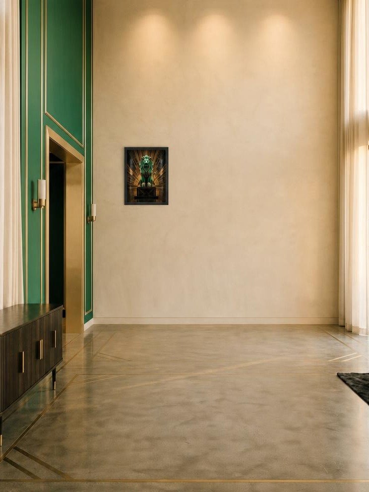 Regal Geometric Lion Canvas - Neo-Deco Emerald & Gold Wall Art product image (5)