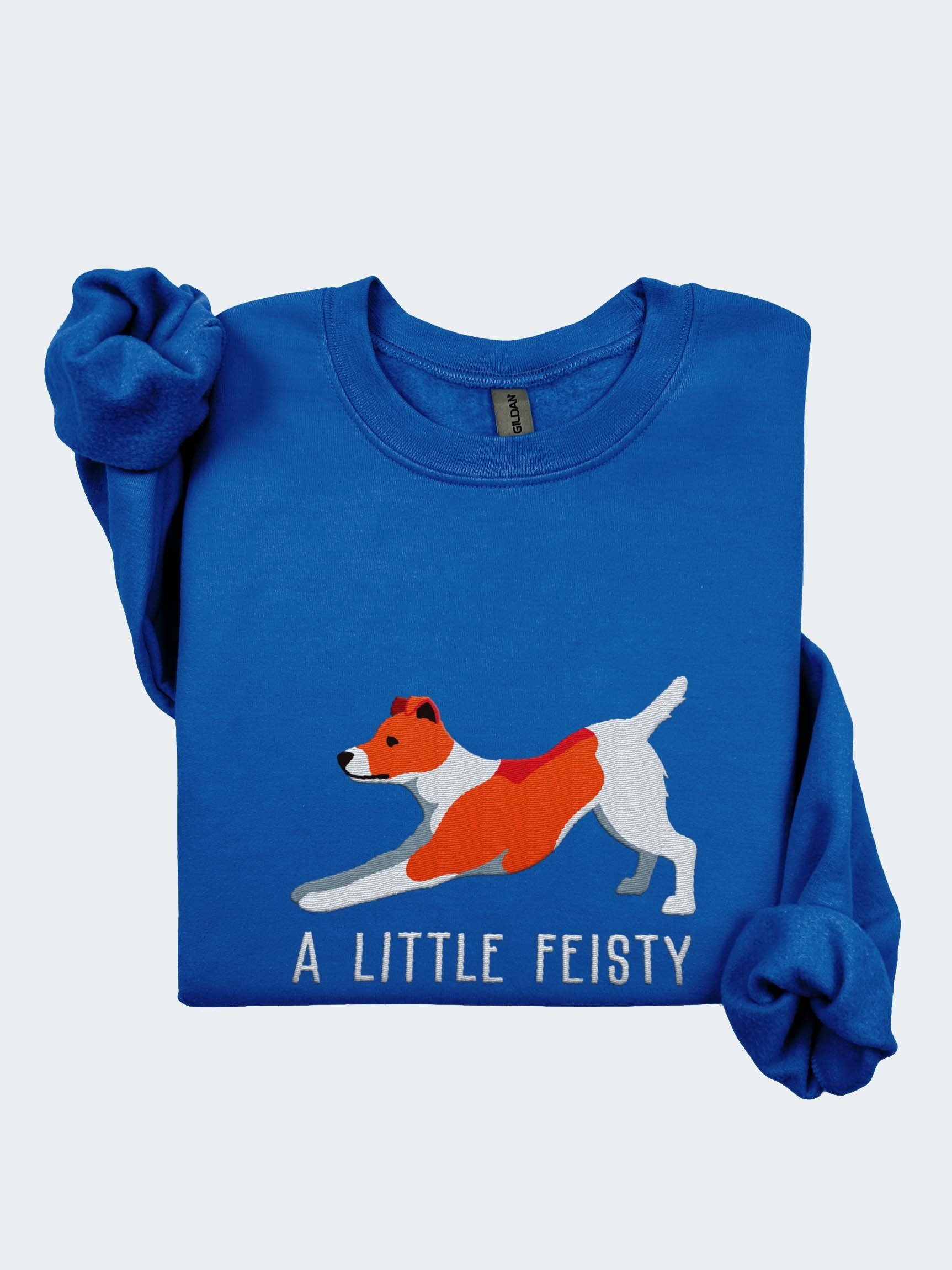 A Little Feisty Sweatshirt (Embroidered) of a Feist Dog(Red & White) product image (2)