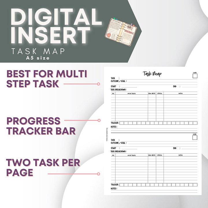 Task Map Planner Insert | Manage Big Tasks Easily | A5 size product image (1)