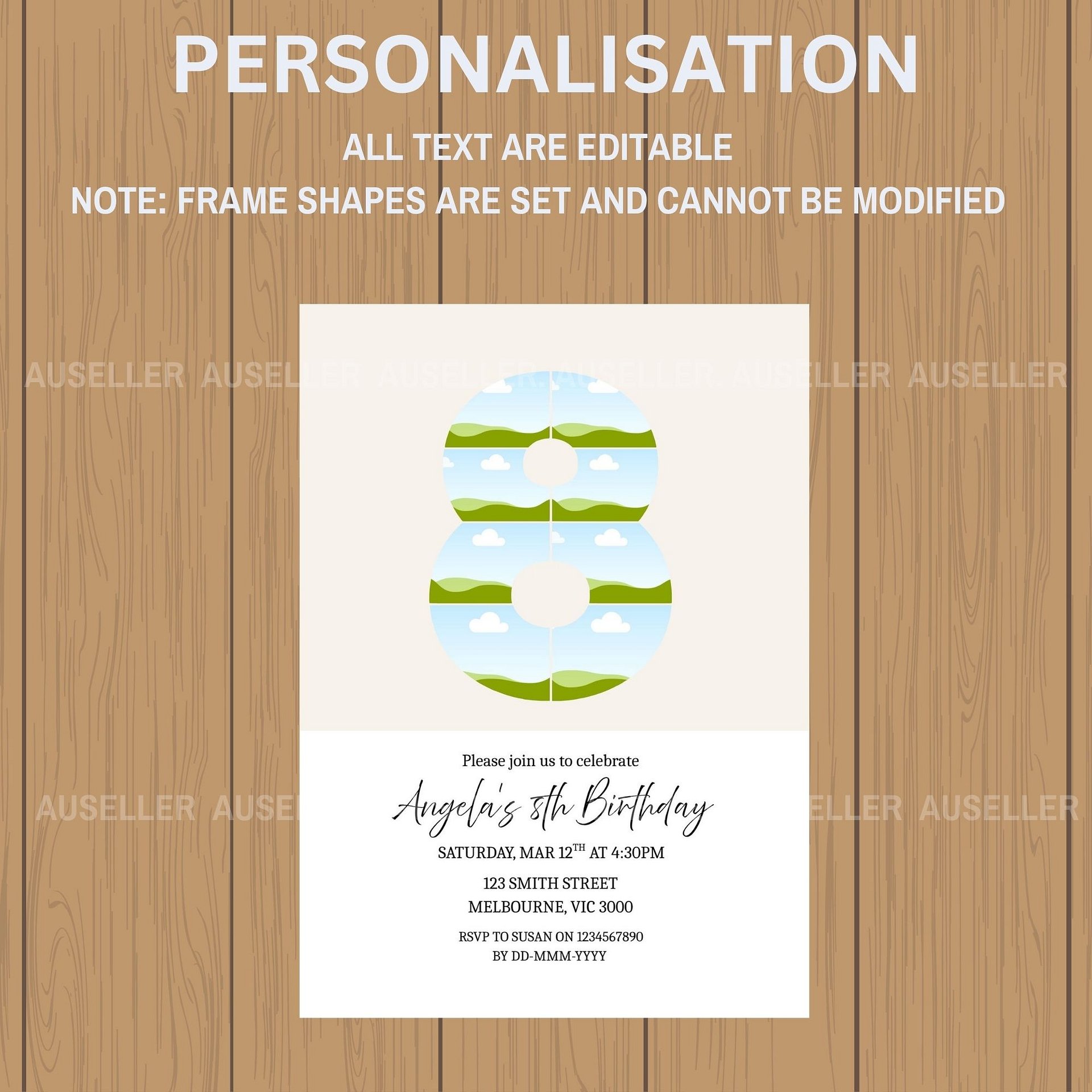 8th Birthday Photo Collage Editable Invitation Template product image (5)