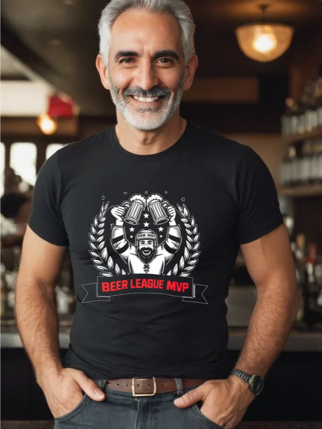 Funny Hockey T-Shirt - Beer League MVP - Beer League Hockey Shirt for Men - Gift for Drinkers With A Hockey Problem product image (2)