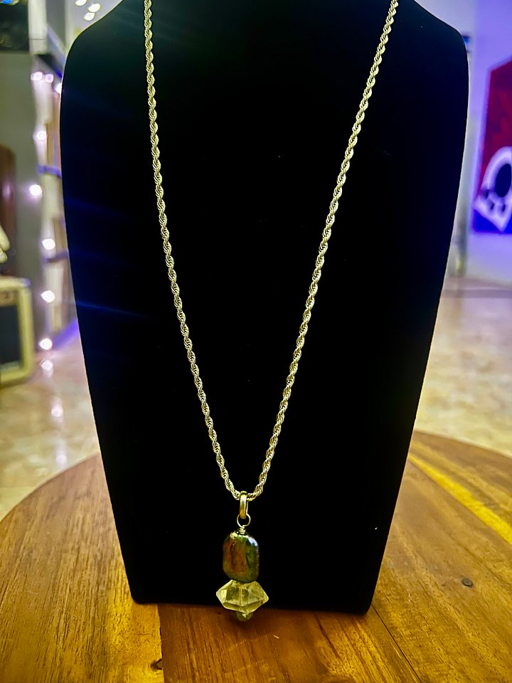 Coin Pearl, Pyrite and Herkimer necklace product image (1)