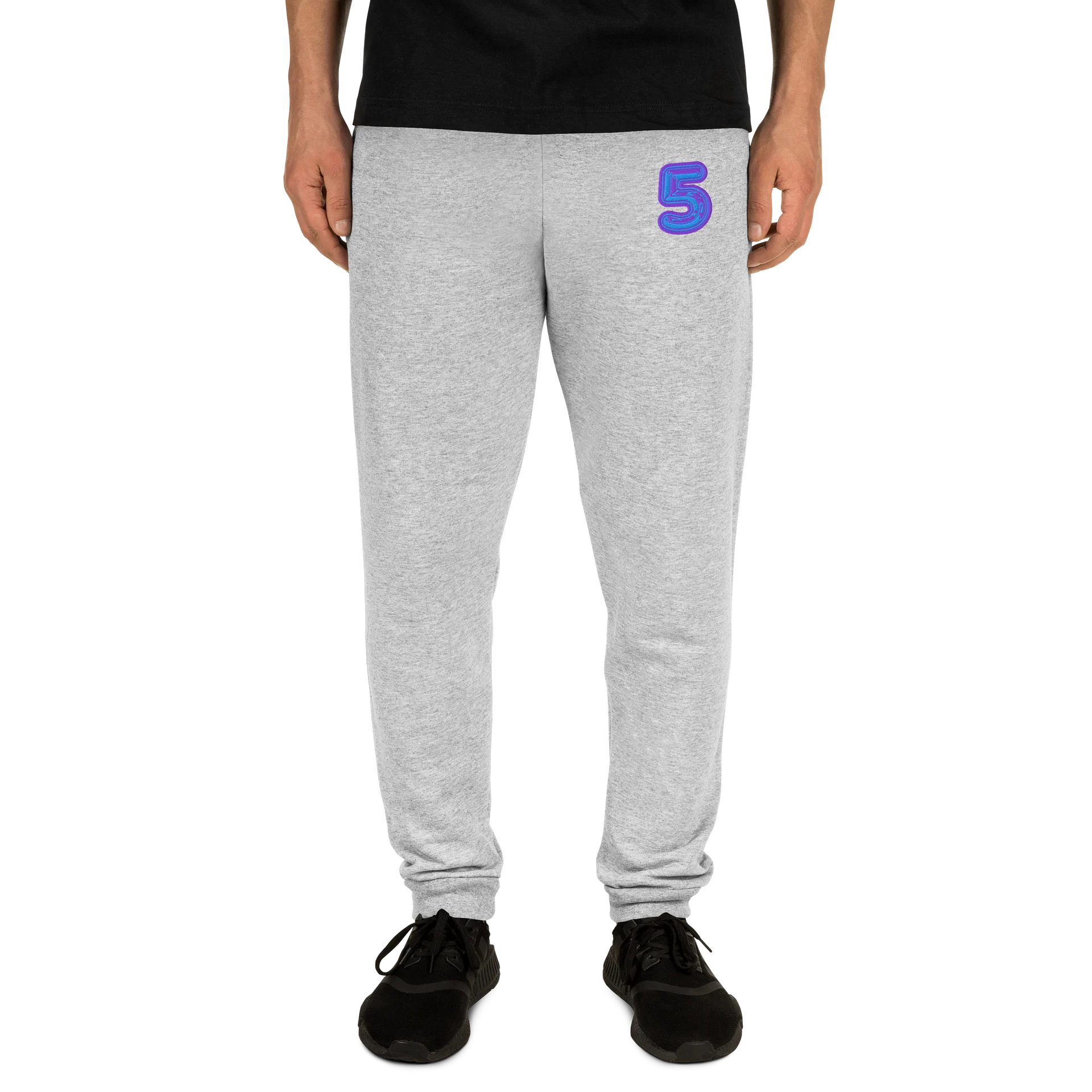 Grey Balloon 5 Embroidered Joggers (Unisex) product image (3)