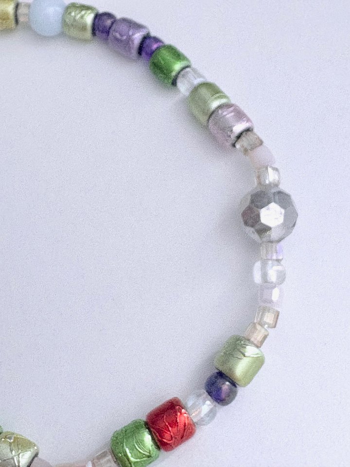 MFD-00056 | Iridescent Glow | Pearlescent & Mirrored Beaded Bracelet | Handmade 7.5" Stretch Bracelet | Coastal Charm Jewelry by Monique Faella Designs™ product image (2)