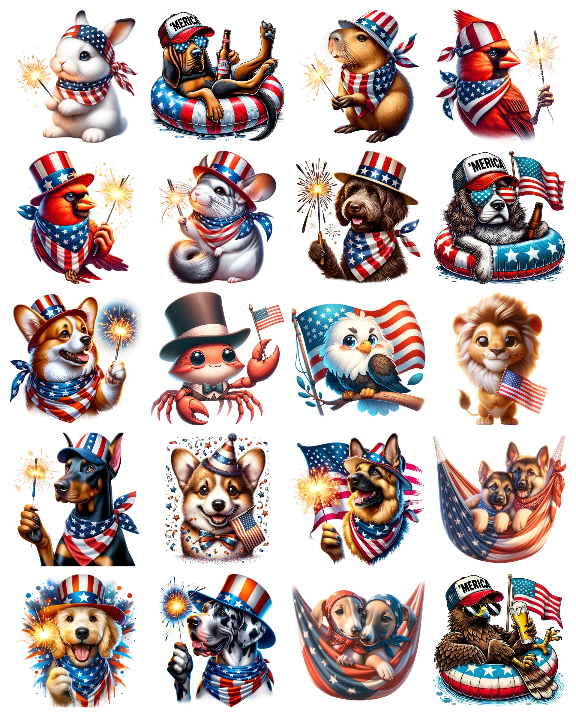 Patriotic 4th of July PNG Bundle Vol 2 | 72 Designs | Commercial Use | Sublimation Clipart product image (1)