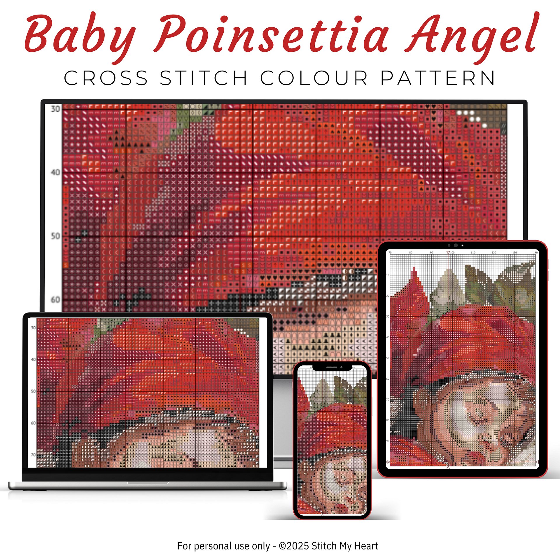 Baby Poinsettia Angel Cross Stitch Pattern product image (3)