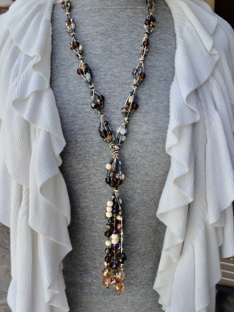 Earthy Statement Handcrafted Beaded Necklace Beautiful Bohemian Jewelry product image (2)