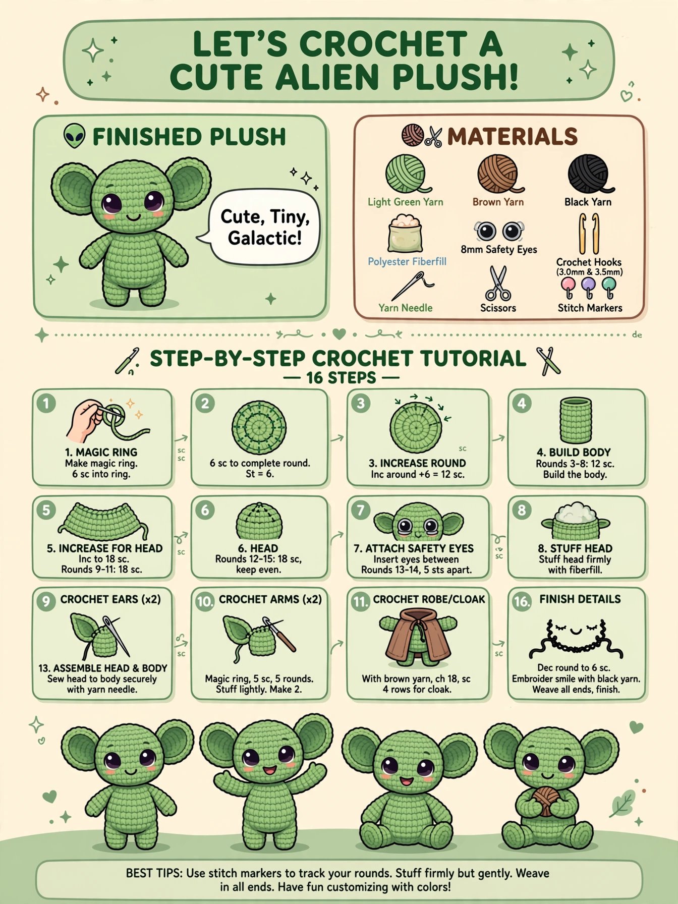Adorable Hand-Crocheted Grogu Plushie – Star Wars Inspired Amigurumi Figure product image (2)