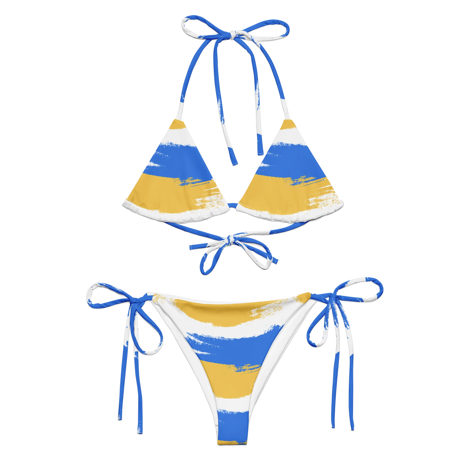 Wavy Blue & Yellow Abstract String Bikini product image (11)