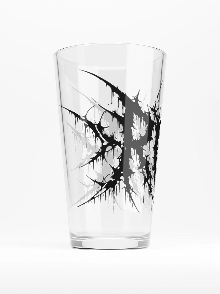 Metal logo pint glass product image (2)