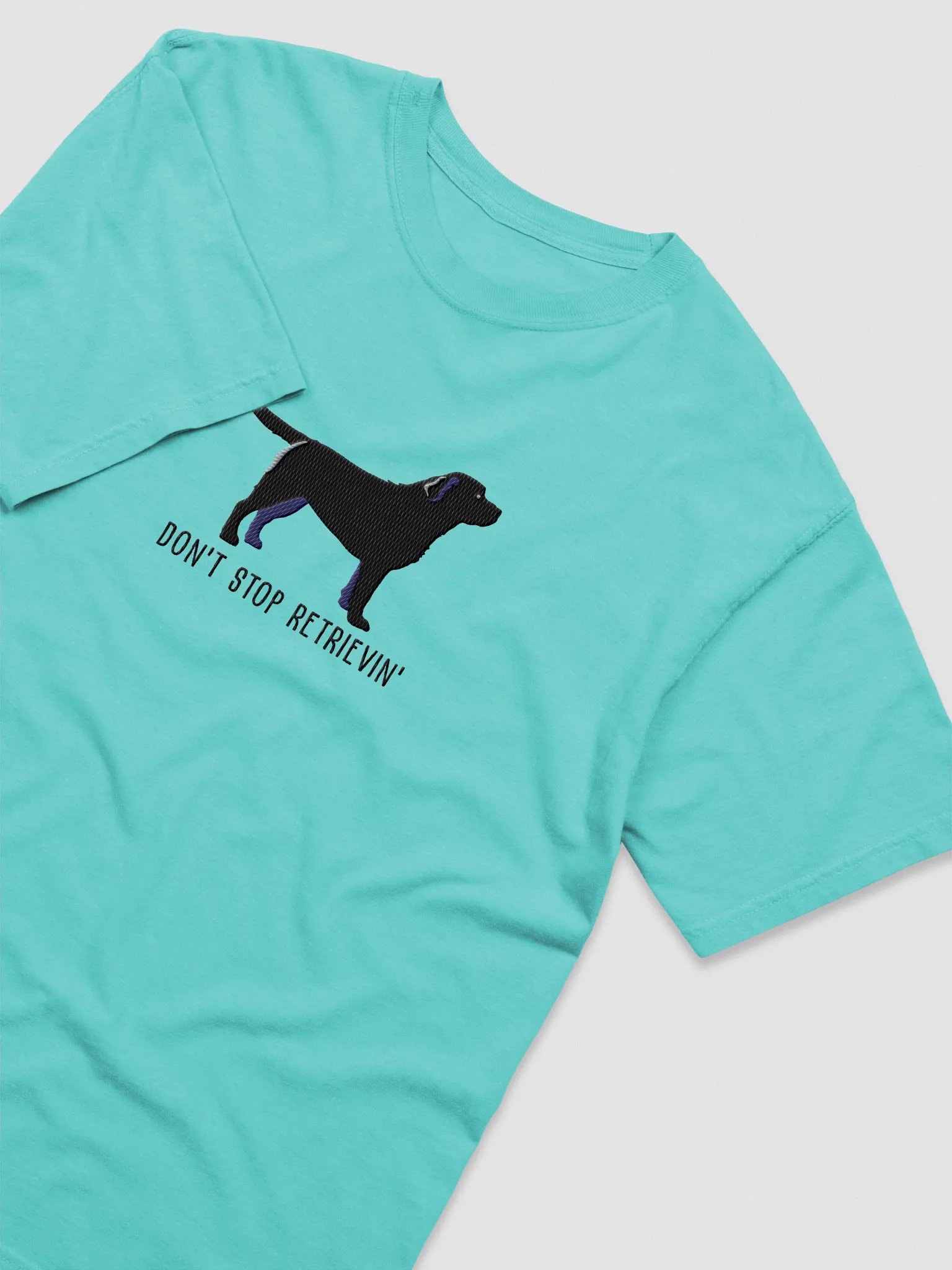 Don't Stop Retrievin' T-Shirt(Embroidered) of a Labrador Retriever(Black) product image (6)