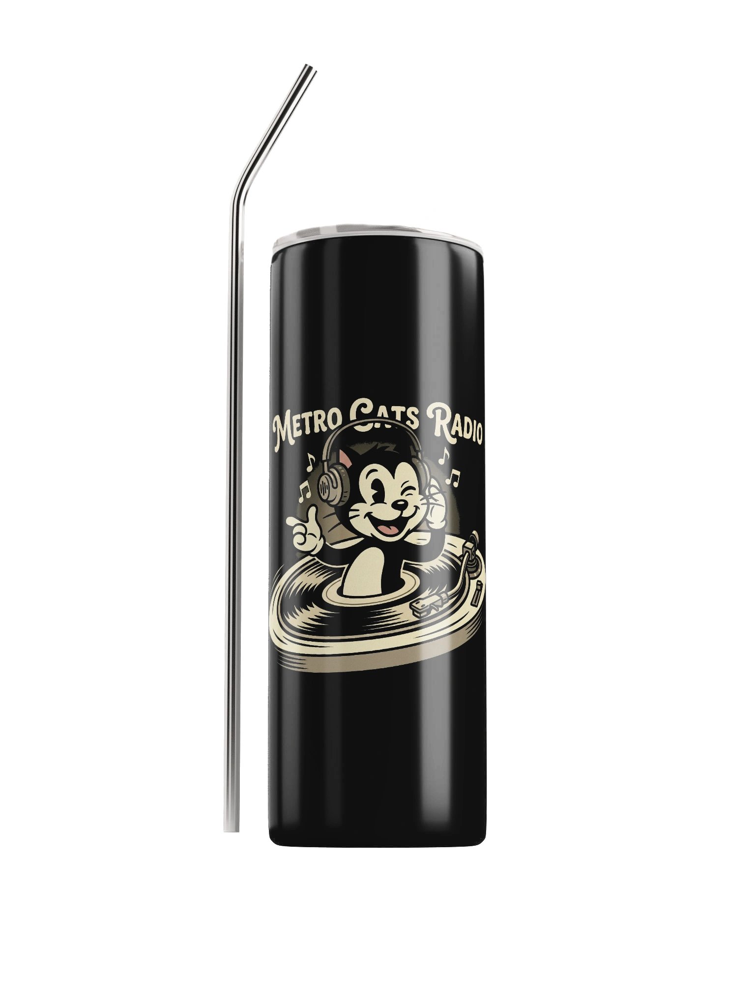 Metro Cats Radio Stainless Steel Tumbler: Purr-fect Music Style product image (1)