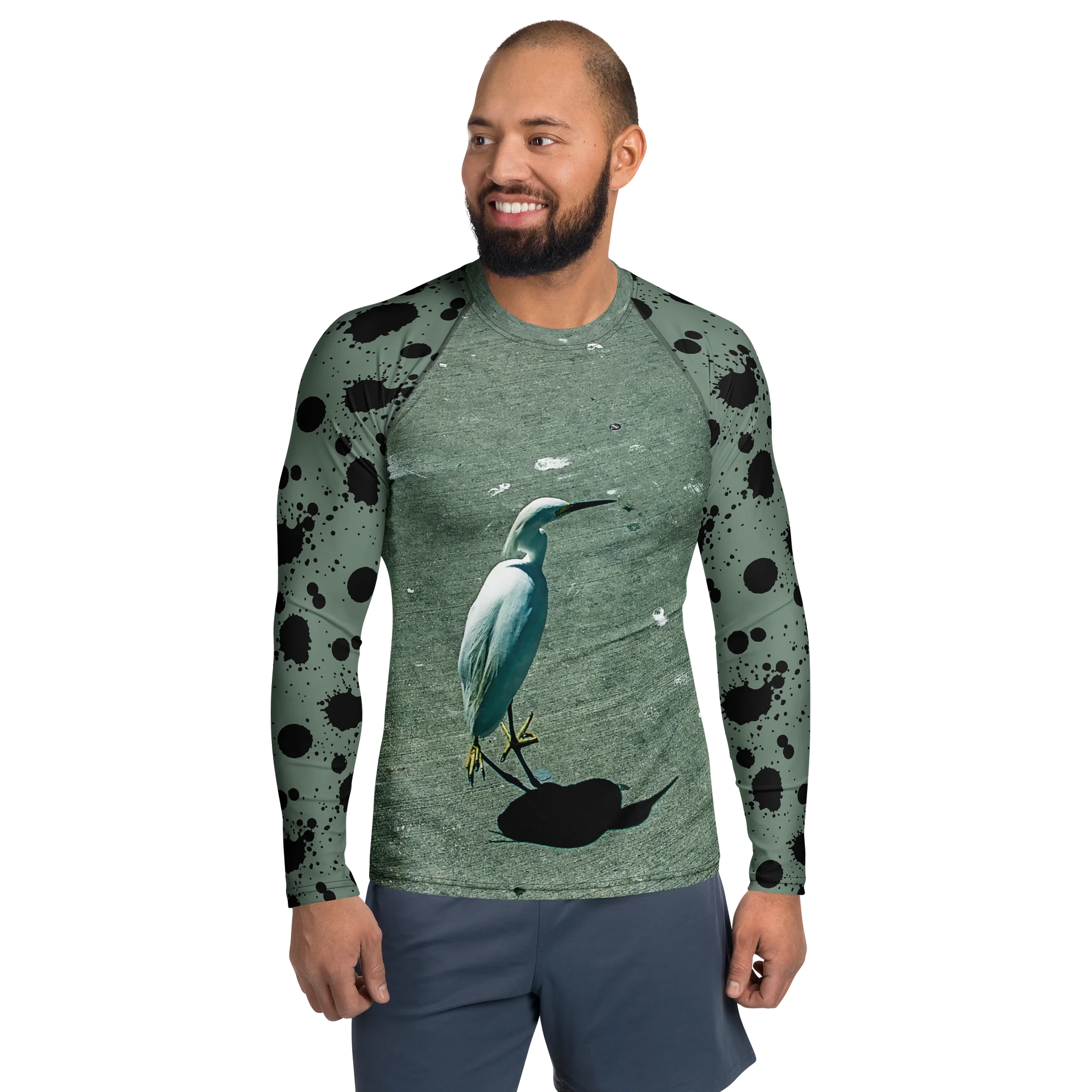 Snowy Egret Splatter Rash Guard product image (1)
