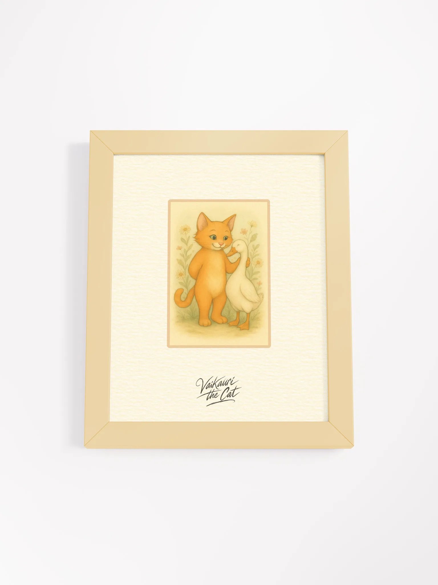 Vaikauri Cat Vibrant Ayous Wood Framed Matte Artprint product image (2)