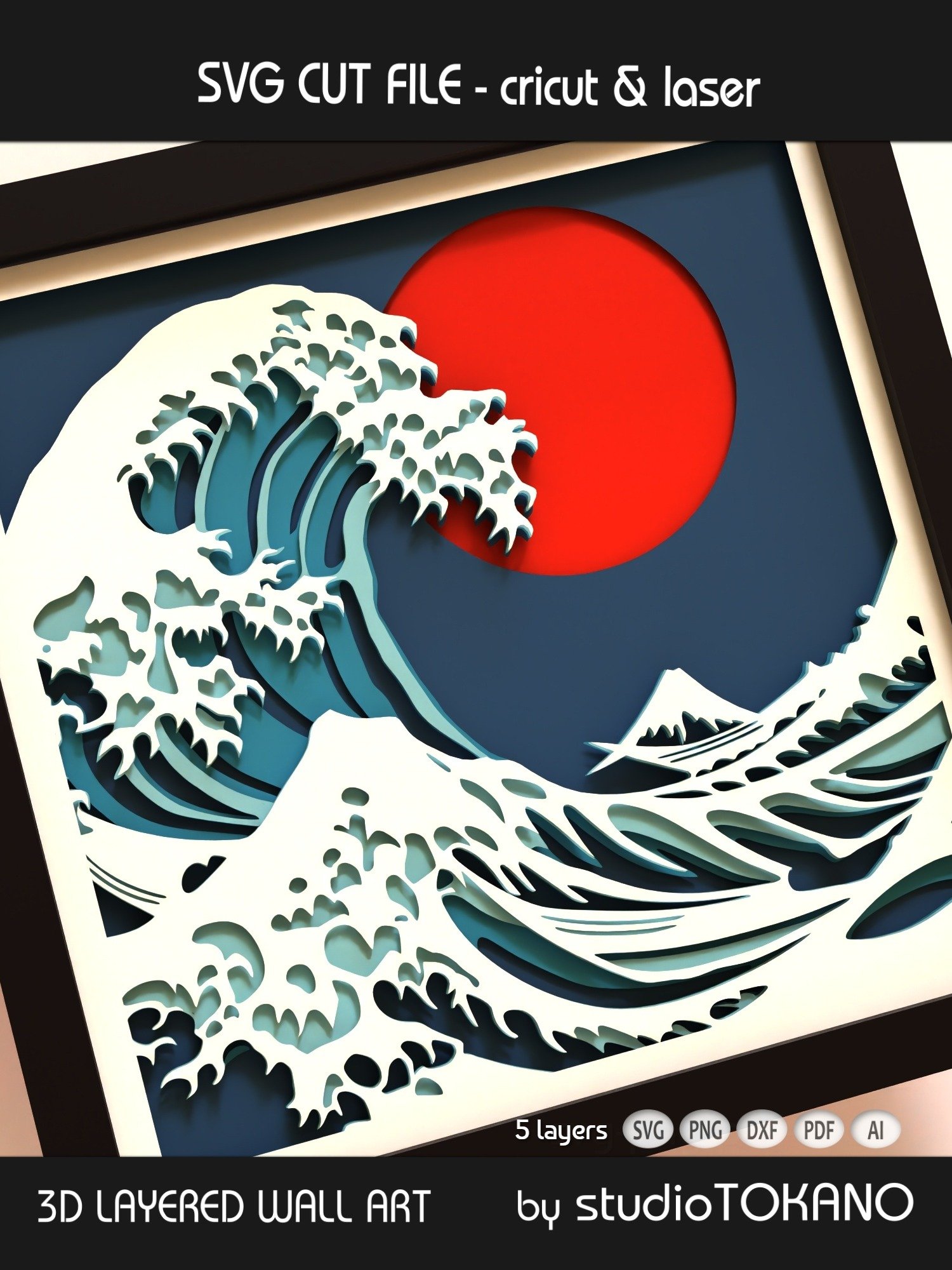 Great Wave Shadow box SVG product image (6)