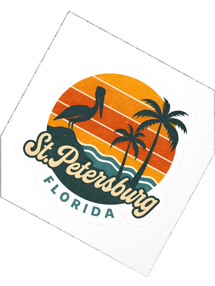 Vintage St Petersburg Florida Design with Palm Trees Pelican and Sunset Beach Vibes Sticker product image (5)