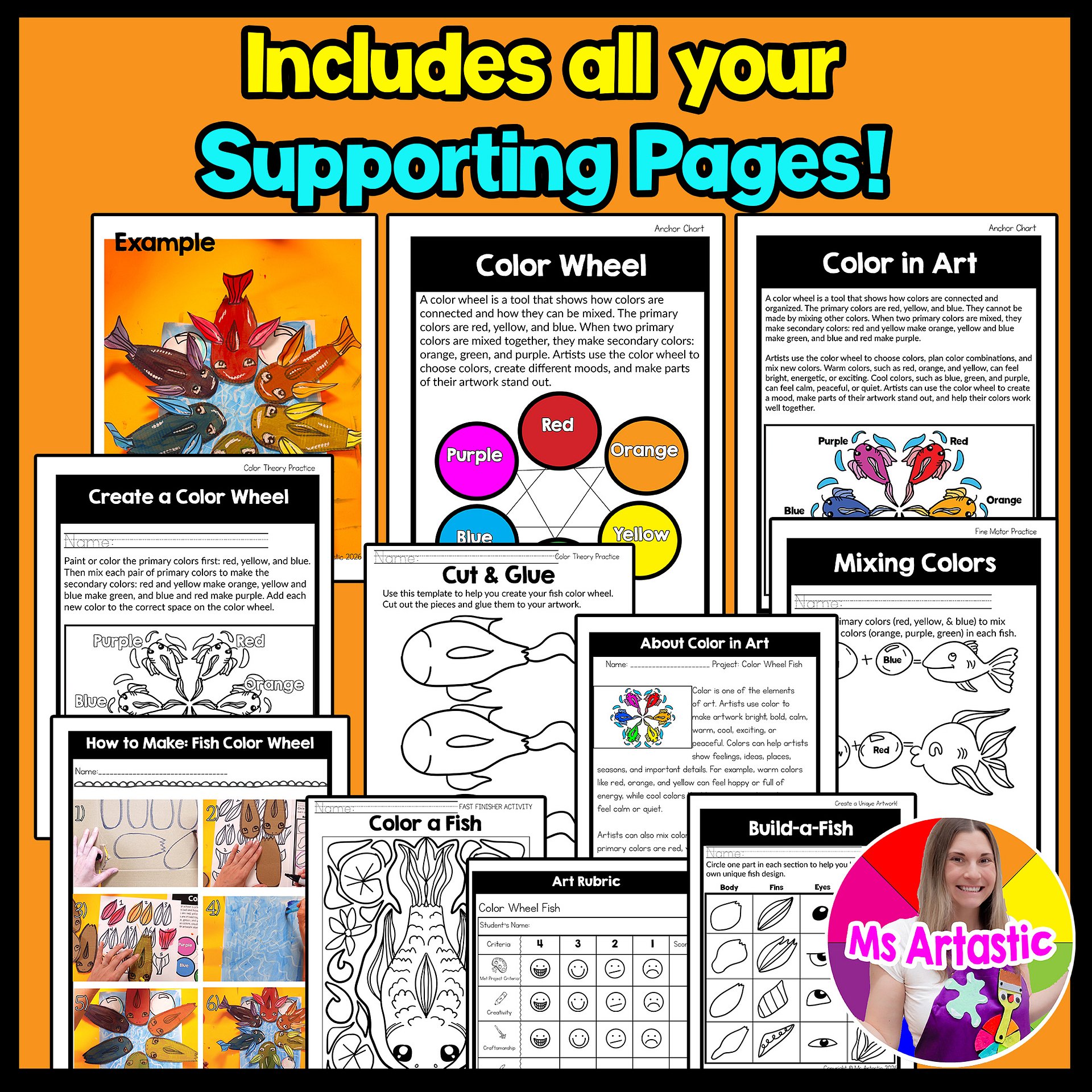 Color Wheel Art Lesson Element of Art Color Fish Art Project Grade 3 Art Lesson product image (4)