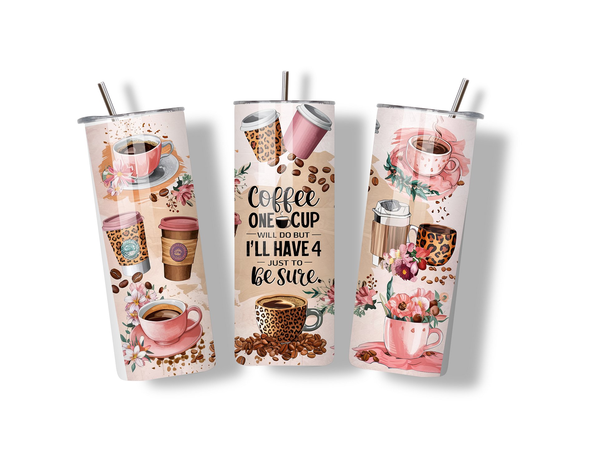 Coffee Lover's 20oz Skinny Tumbler with Metal Straw – 'One Cup Will Do – Double-Walled Insulated Stainless Steel Tumbler for Hot & Cold Drinks, Fun Gift for Coffee Enthusiasts product image (3)