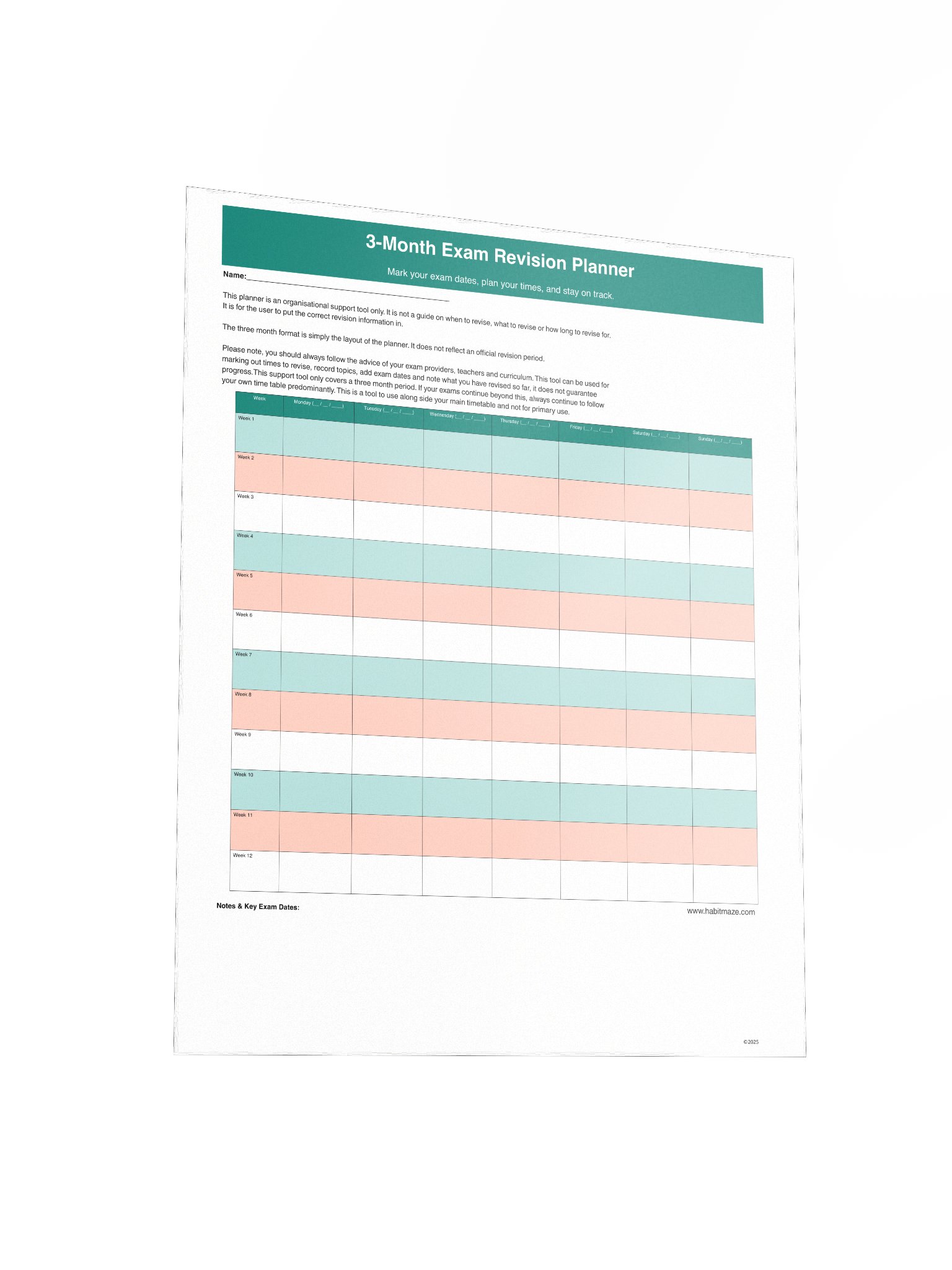 3 Month Exam Revision Planner product image (4)