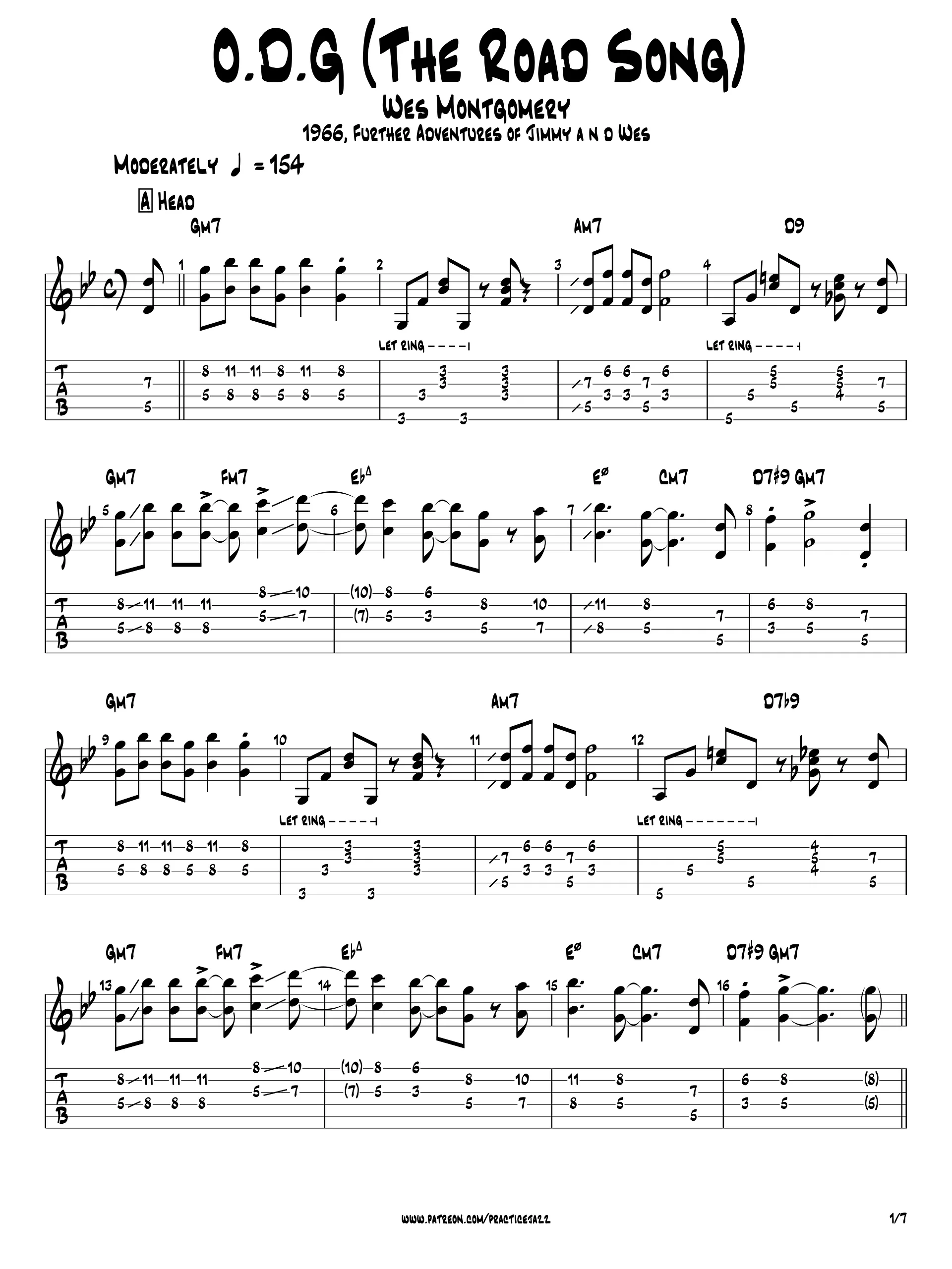 Wes Montgomery - Road Song (O.G.D.) Guitar Transcription | PDF product image (2)