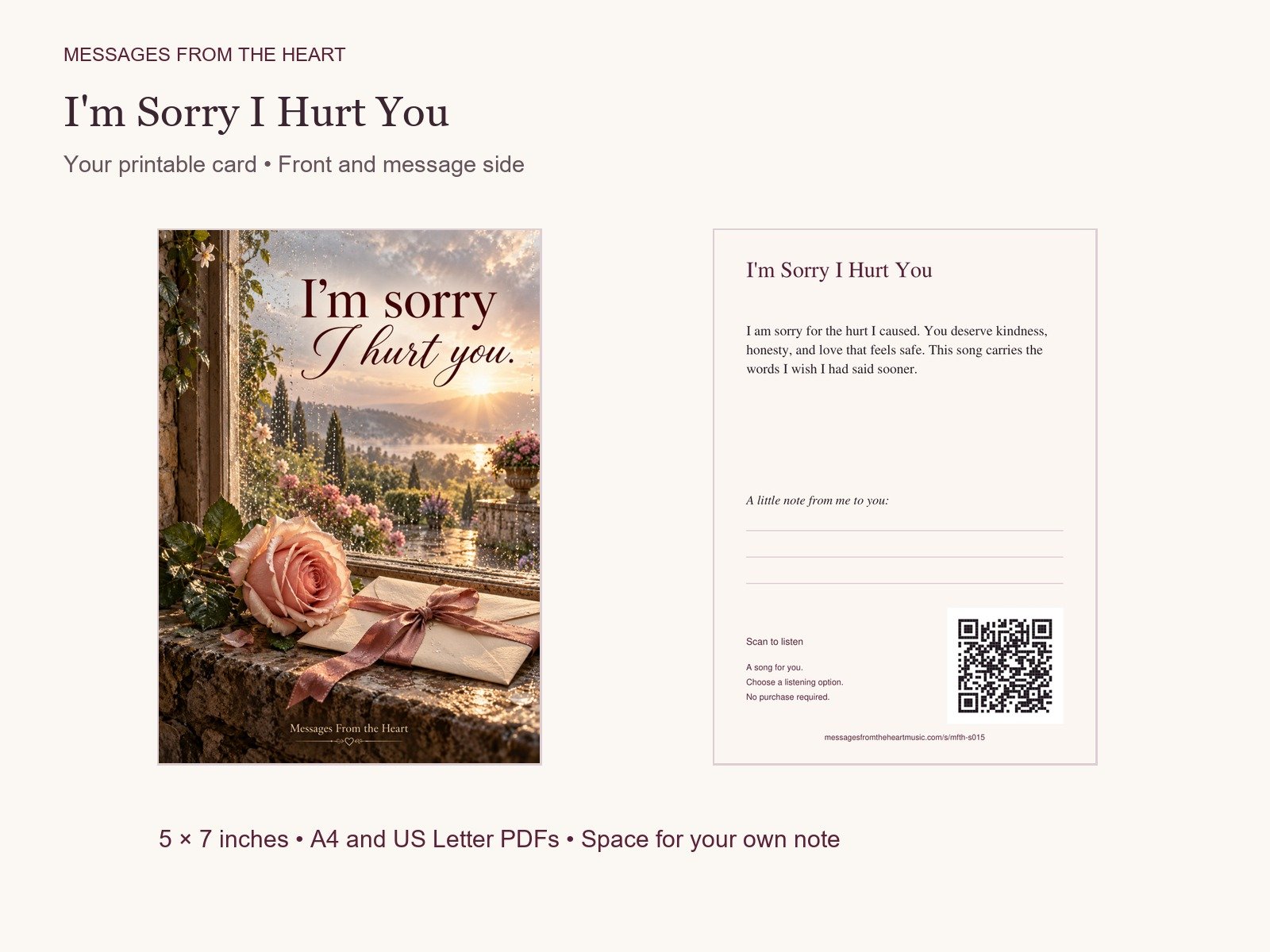 I'm Sorry I Hurt You — Printable Song Gift product image (2)
