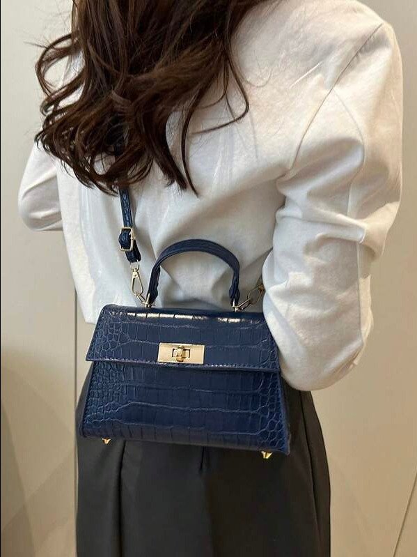 ADLEST Mini Solid Color Flap Handbag - Elegant PU Leather Square Shoulder Bag product image (3)
